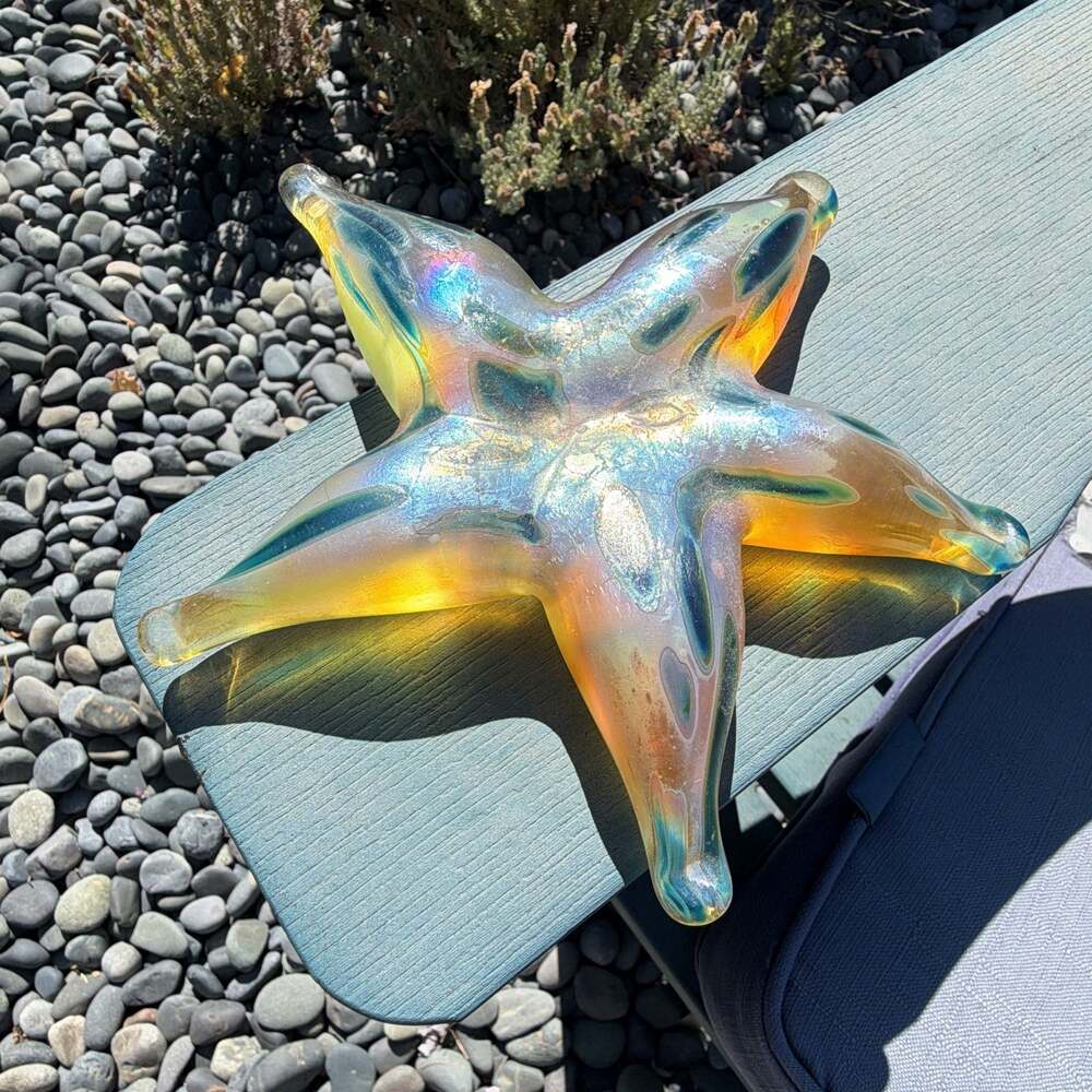 Eric Dandurand Cambria California Iridescent Art Glass Starfish Figurine Paperwe